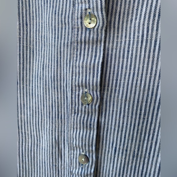 Blue and white striped hundred percent linen dress by Tahari - Picture 3 of 4